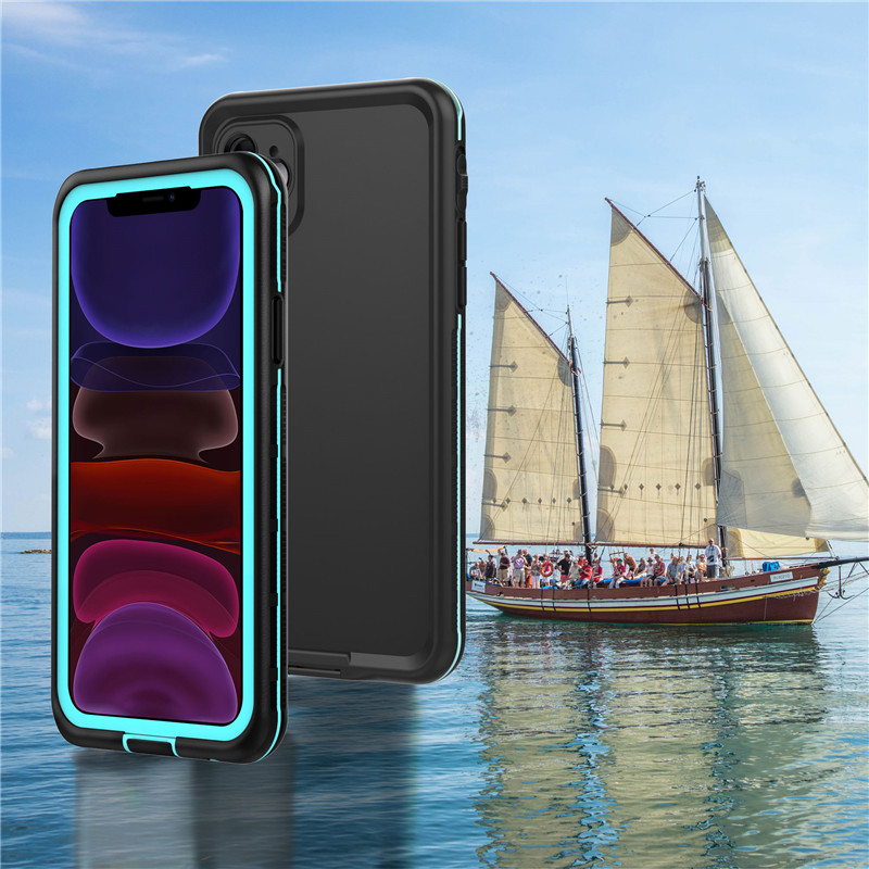 IBhone 11 bästa vattentät väska för iphone 11-badtelefon (blå) med fast färg på ryggen