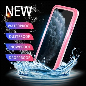 Apple iphone 11 pro vattentät 100 vattentät telefon låda iphone 11 pro vattentät puck (rosa) med fast färg på ryggen