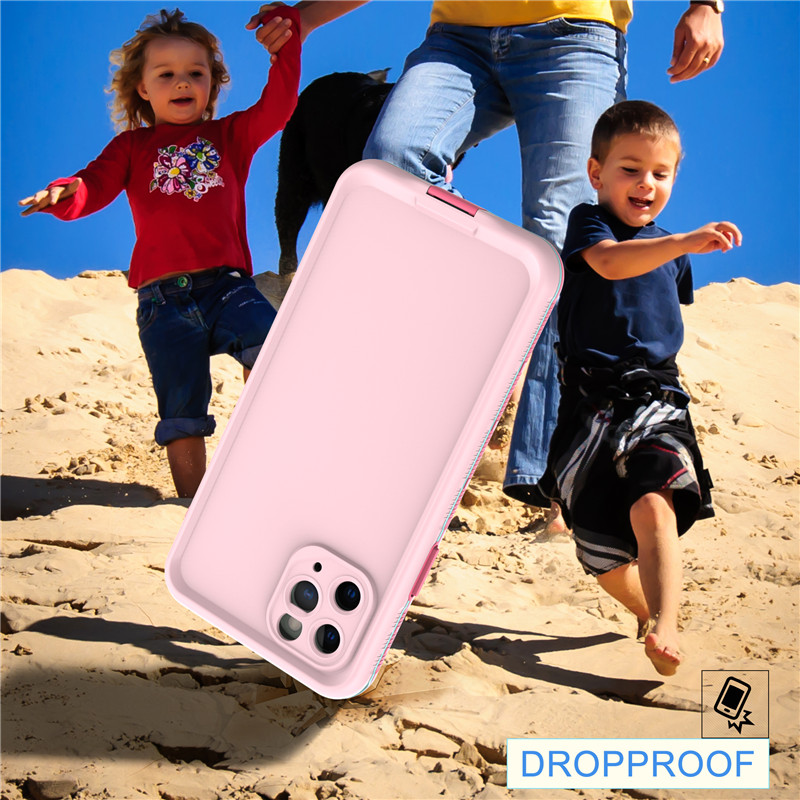 Apple iphone 11 pro vattentät 100 vattentät telefon låda iphone 11 pro vattentät puck (rosa) med fast färg på ryggen