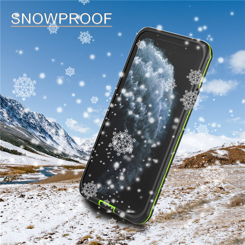 Top wawterproof- iphones fall iphone 11 pro max vattentät cellpåse (svart) med fast färgryggen