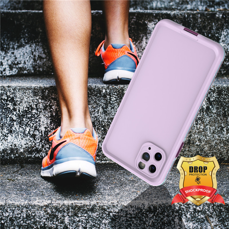 Livbeständig iphon11 pro max case Apple under iphone- fodral vattentät telefonhållare ((purpur) med fast färg på ryggen