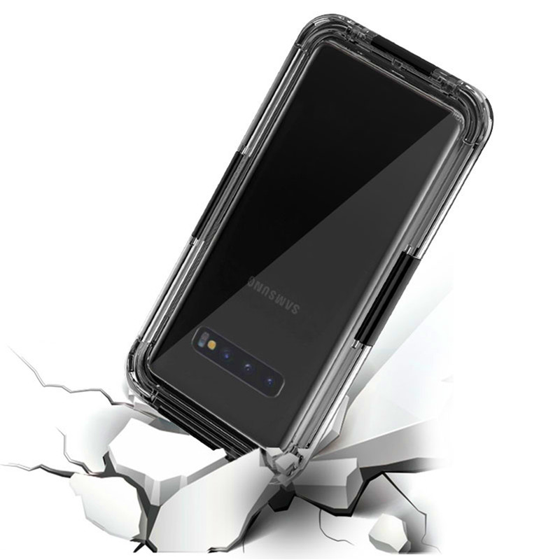Vattentät telefonväska hållare plastfodral vattentät simma mobiltelefon fodral för Samsung S10 (svart)