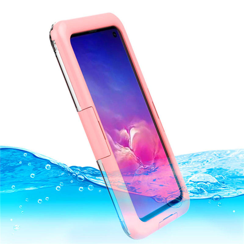 Nytt billigt vattentätt telefonfodral till Samsung S10 (rosa)
