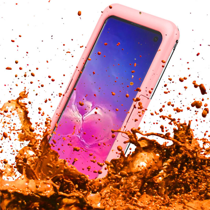 Nytt billigt vattentätt telefonfodral till Samsung S10 (rosa)