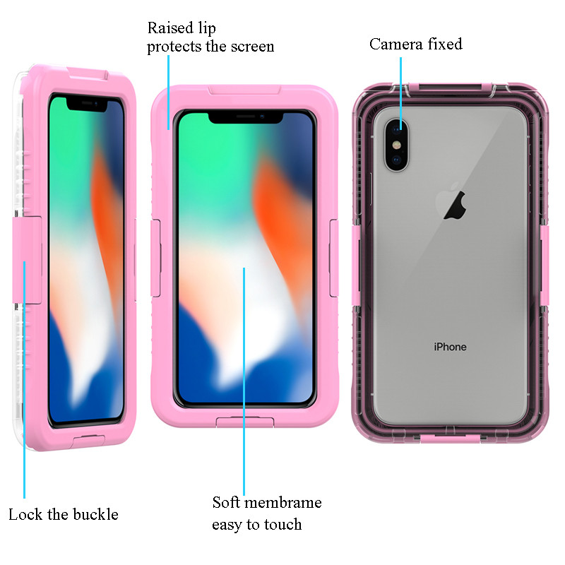 Bra vattentäta lådor, torrpåse för iPhone XS Max mobil telefon wterproof bag (Pink)