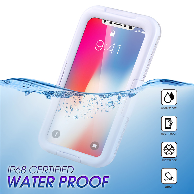 Vattentät och stötsäkert iphone fodral vattentätt fodral nära mig undervattens telefon kamerafodral för iphone XS （vit)