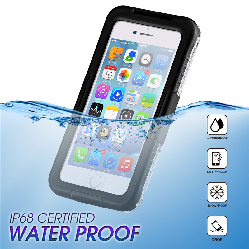 Nytt vattentätt fall i Iphone 8 plus ett snösäkert iphonfodral bäst vattentätt 8 plus ett fodral (svart)